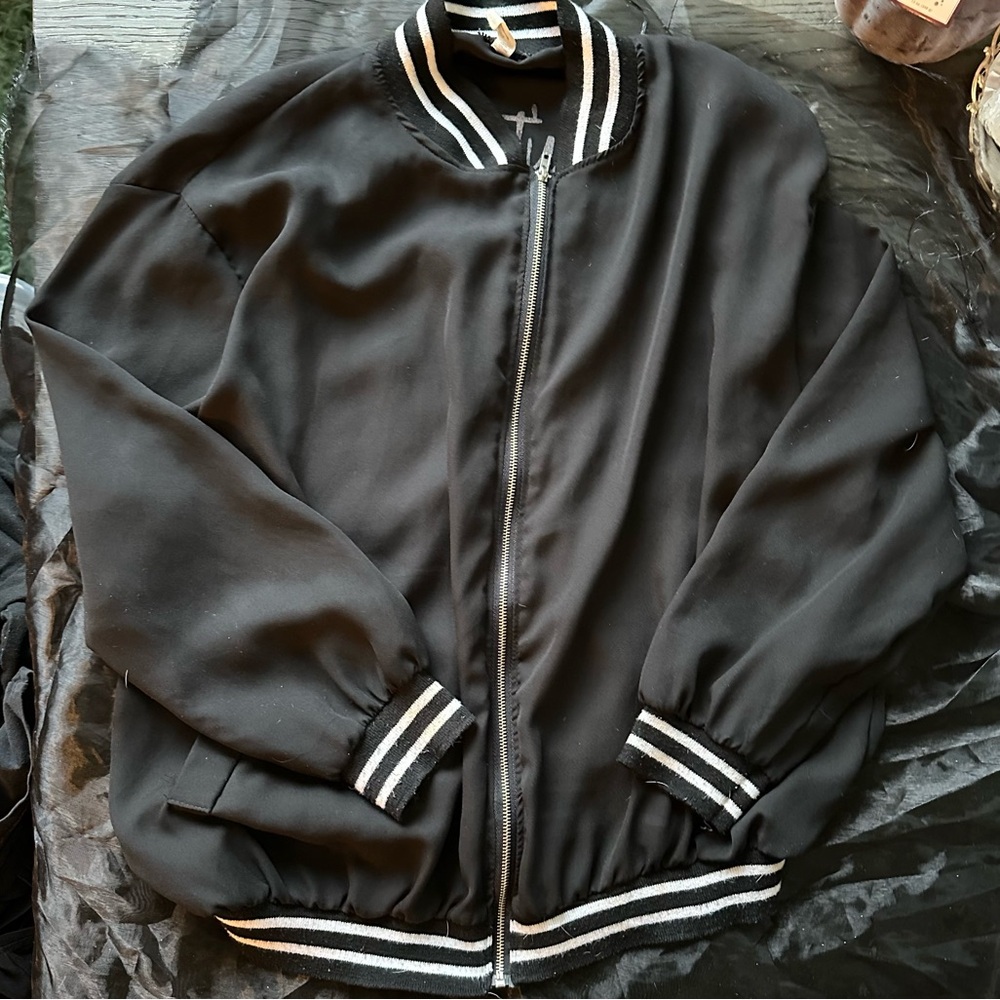 Black See Through Varsity Zip Up with Lana Del Rey Quote